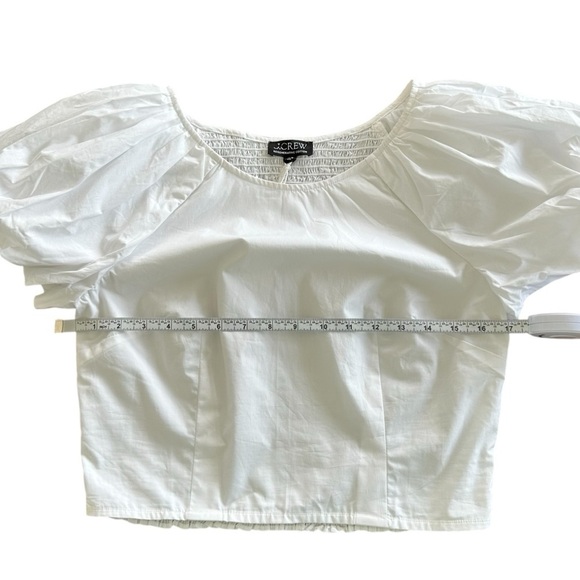 NEW J. CREW Cropped and Fitted puff-sleeve top in white cotton Size 8 - Picture 7 of 8